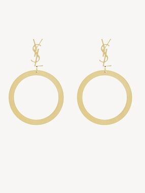 Saint Laurent CASSANDRE PENDANT HOOP EARRINGS IN METAL